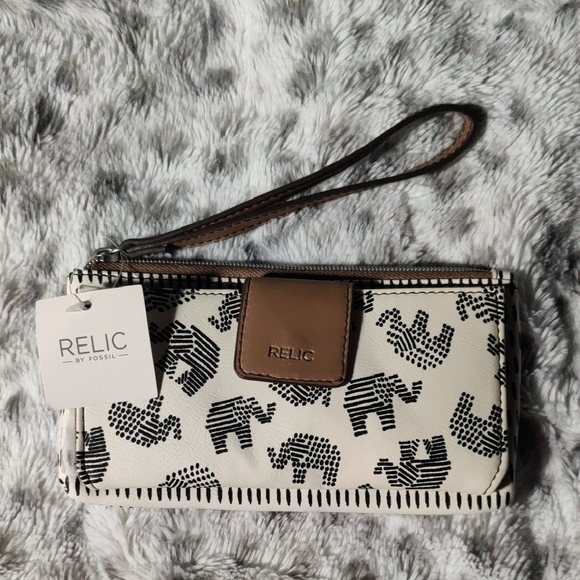 Relic Handbags - Relic by Fossil Black and Cream Elephant Wristlet